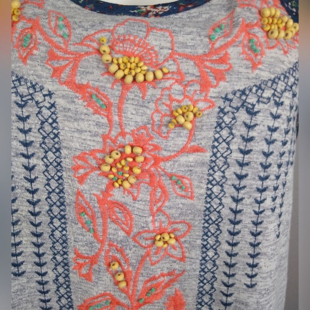 Miss Me Embroidered Beaded Boho Floral Tank Top M - Picture 6 of 11